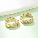 Brass Micro Pave Cubic Zirconia Hoop Earrings