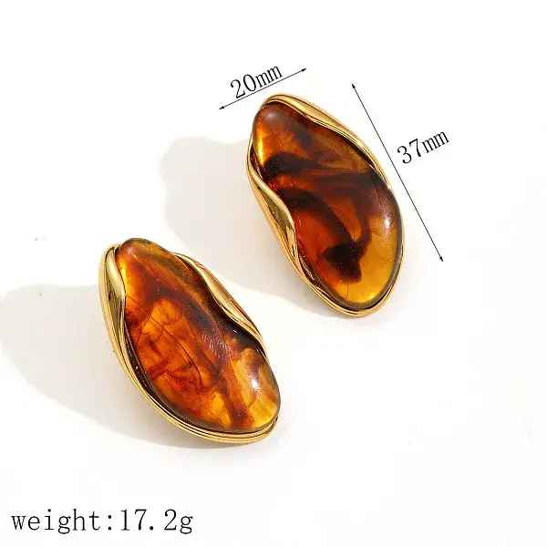 304 Stainless Steel Resin Stud Earrings