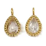 304 Stainless Steel Micro Pave Cubic Zirconia Charms