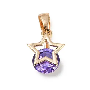 Brass Micro Pave Cubic Zirconia Pendants