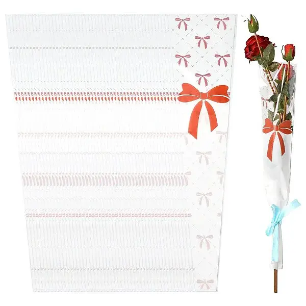 Bowknot Print Transparent PE Cone Flower Sleeves