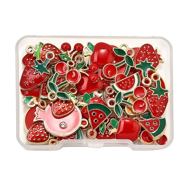 40Pcs 8 Styles Alloy Enamel Pendants