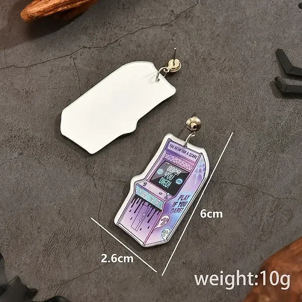 Cute Cartoon Sci-fi Game Machine Shaped Resin Stud Earrings for Halloween Party Gift