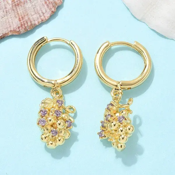 Brass Cubic Zirconia Hoop Earrings
