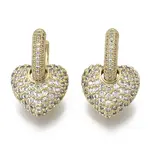 Brass Micro Pave Cubic Zirconia Dangle Huggie Hoop Earrings