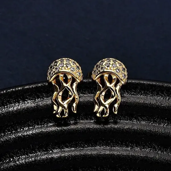 Brass Micro Pave Clear Cubic Zirconia Earrings
