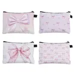 4Pcs 4 Styles Rectangle with Bowknot Printed Polyester Cosmetic Zipper Pouches