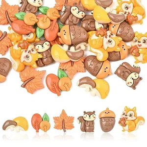 30Pcs 6 Styles Autumn Theme Opaque Resin Cabochons