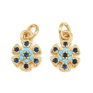 Brass Micro Pave Cubic Zirconia Charms