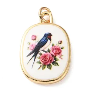 Golden Tone Brass Enamel Pendants