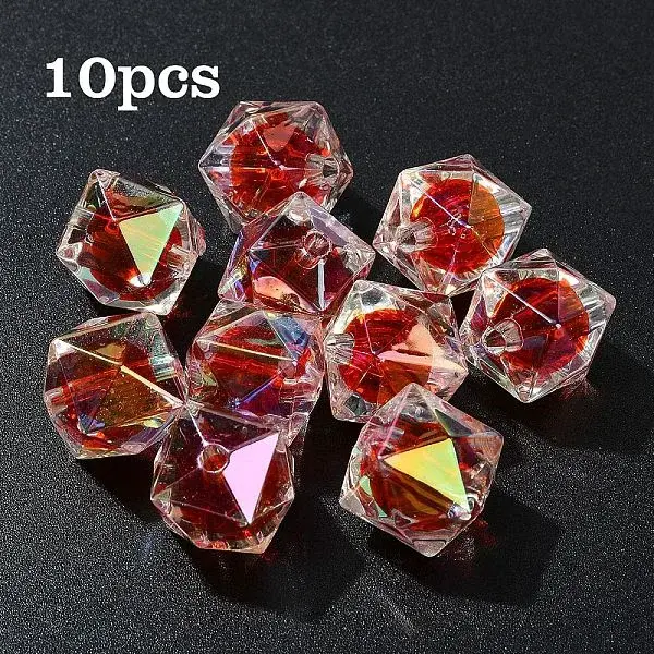 10Pcs Two Tone UV Plating Rainbow Iridescent Acrylic Beads