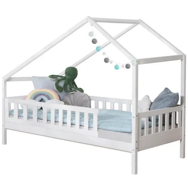 Livetastic DĚTSKÁ POSTEL SE STŘÍŠKOU, 90/200 cm, bílá