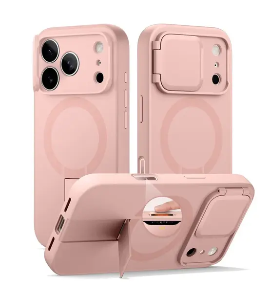 Suritch MagSafe Kickstand Camprotector obal iPhone 17 Pro Max, růžový