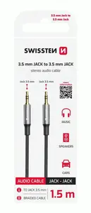 AUDIO KABEL SWISSTEN TEXTILE JACK / JACK, 1,5 M, ČERNÁ