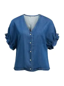 OBJECT Blúzka 'OBJFRAME'  modrá denim