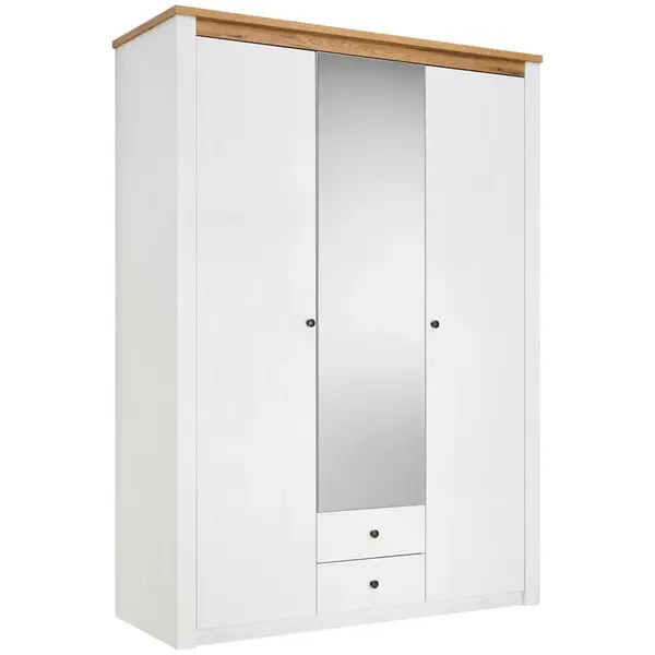 Landscape ŠATNÍ SKŘÍŇ SE ZRCADLEM, bílá, barvy dubu, 155/216,5/60 cm