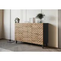 Livetastic ŠIROKÁ KOMODA, černá, dub wotan, 120/76/39 cm