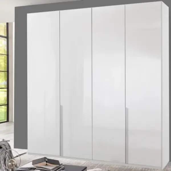Šatní skříň New York D, 180 cm, bílá/bílý lesk