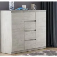Široká komoda se 4 zásuvkami Carlos, šedý beton, 120 cm