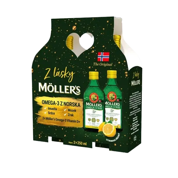 MÖLLERS Dárkové balení Omega 3 s citronovou příchutí 2 x 250 ml