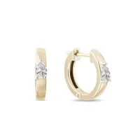 Náušnice kruhy s diamantem ve tvaru kapky ve zlatě KLENOTA