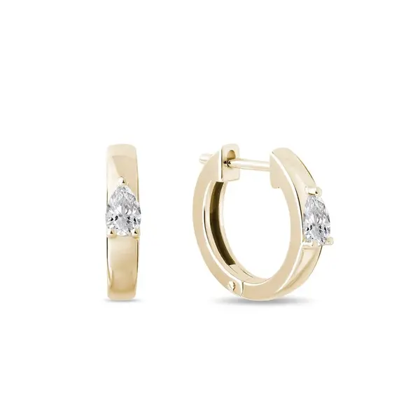 Náušnice kruhy s diamantem ve tvaru kapky ve zlatě KLENOTA