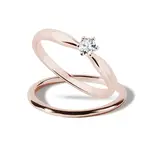 Sada zásnubního a snubního prstenu v lesku v růžovém zlatě KLENOTA