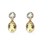 Náušnice se zeleným ametystem a lemon quartzem KLENOTA