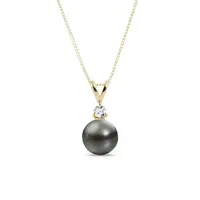 Zlatý náhrdelník s tahitskou perlou a diamantem KLENOTA