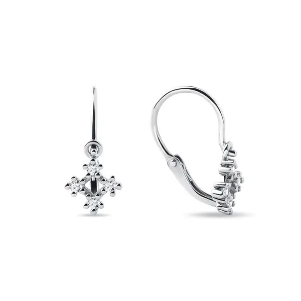 Dětské náušnice vločky s diamanty v bílém zlatě KLENOTA