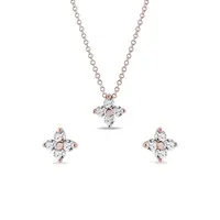 Štvorlístková súprava z ružového zlata s briliantmi KLENOTA