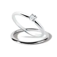 Diamantový minimalistický zásnubný set z bieleho zlata KLENOTA
