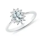 Akvamarínový prsteň z bieleho zlata s briliantmi KLENOTA