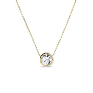 Zlatý bezel náhrdelník s diamantovým přívěskem KLENOTA