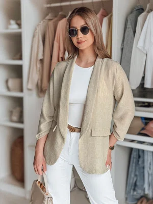 Marynarka damska oversize SOFT LOVE jasnobrązowa Dstreet