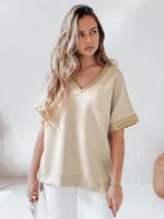 Bluzka damska oversize SHINE LOVE beżowa Dstreet