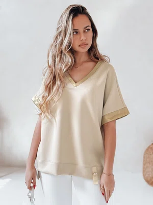 Bluzka damska oversize SHINE LOVE beżowa Dstreet