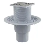 Alcadrain Odtokové kanálky - Podlahová vpust přímá 11x11 cm, průměr 5/8 cm, vodní zápachová uzávěra, nerez/plast APV201