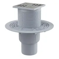 Alcadrain Odtokové kanálky - Podlahová vpust přímá 11x11 cm, průměr 5/8 cm, vodní zápachová uzávěra, nerez/plast APV201