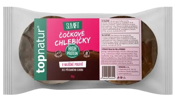 TOPNATUR Slim&fit Čočkové chlebíčky v nízkosacharidové mléčné polevě 70 g