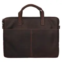 Pánska kožená taška na notebook Greenwood Egon - tmavo hnedá