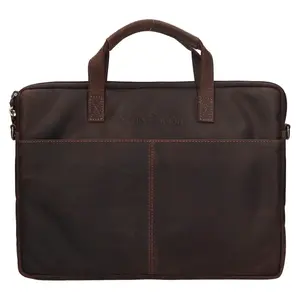 Pánska kožená taška na notebook Greenwood Egon - tmavo hnedá