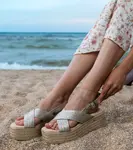 marka niezdefiniowana Silver platform espadrille sandals with straps Olisa