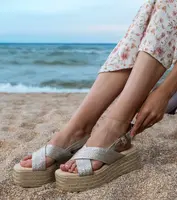 marka niezdefiniowana Silver platform espadrille sandals with straps Olisa