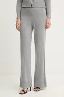 Kalhoty s příměsí vlny Armani Exchange šedá barva, high waist, XW001165 AF16181