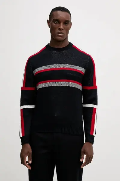 Svetr s příměsí vlny Armani Exchange tmavomodrá barva, XM001341 AF13776