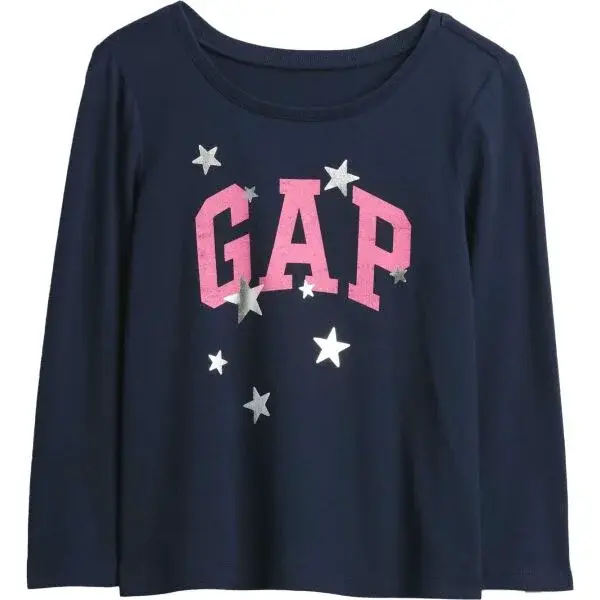 GAP V-FRCH LS BF LOGO TEE Dětské tričko, tmavě modrá, velikost 2Y