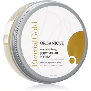 Organique Eternal Gold Smoothing Therapy zjemňujúci cukrový peeling s trblietkami 200 g