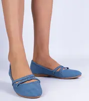 Gemre Blue women's ballet flats made of matte eco-leather Baronna
