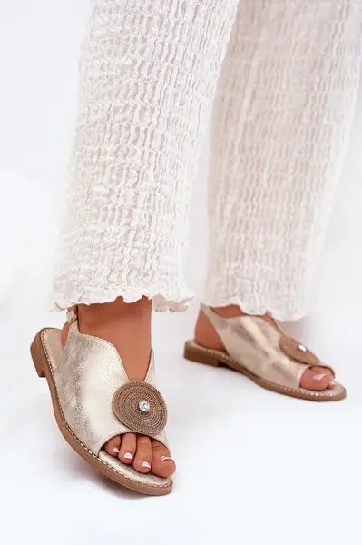 S. BARSKI Lesklé Dámské Sandály S Dekorativním Detalem S.Barski